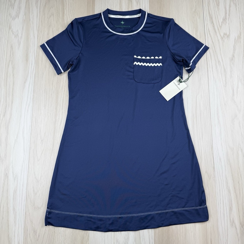 Tuckernuck Sport Navy And White Ric Rac Robin Tennis Dress Size S Small NWT